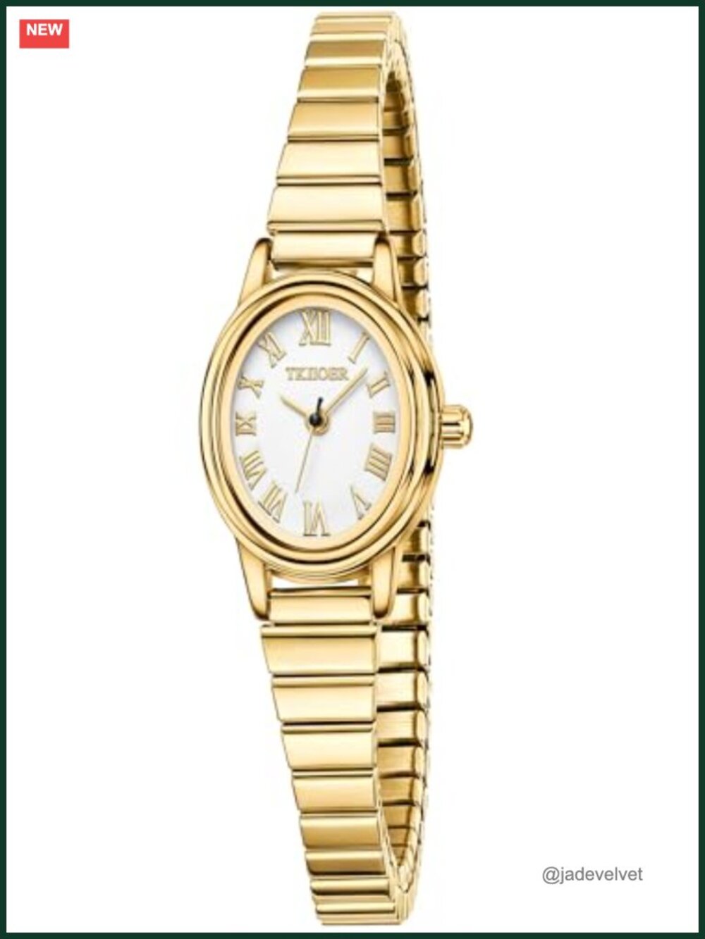 Small Easy Read Analog Watch Oval Case Stainless Steel Expansion Band